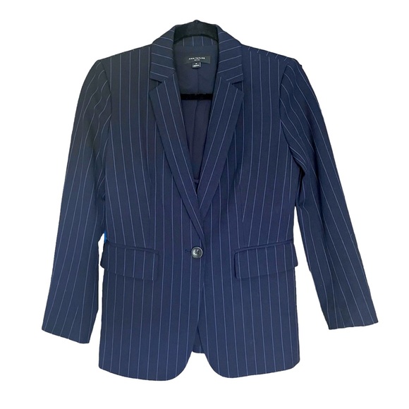 Ann Taylor Jackets & Blazers - Ann Taylor Pin Striped Navy Blue Single Breasted Blazer 2 Petite